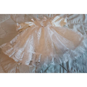 VTG Handmade Doll Dress Baby doll Lace layers taffeta 12 inch doll - see measure